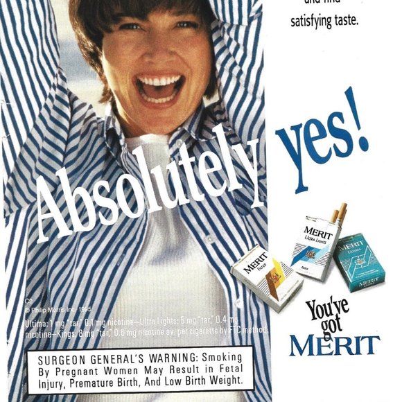 Absolutely Yes You Got Merit Cigarette Ad 1990s  Vintage Print Ad - Picture 2 of 2